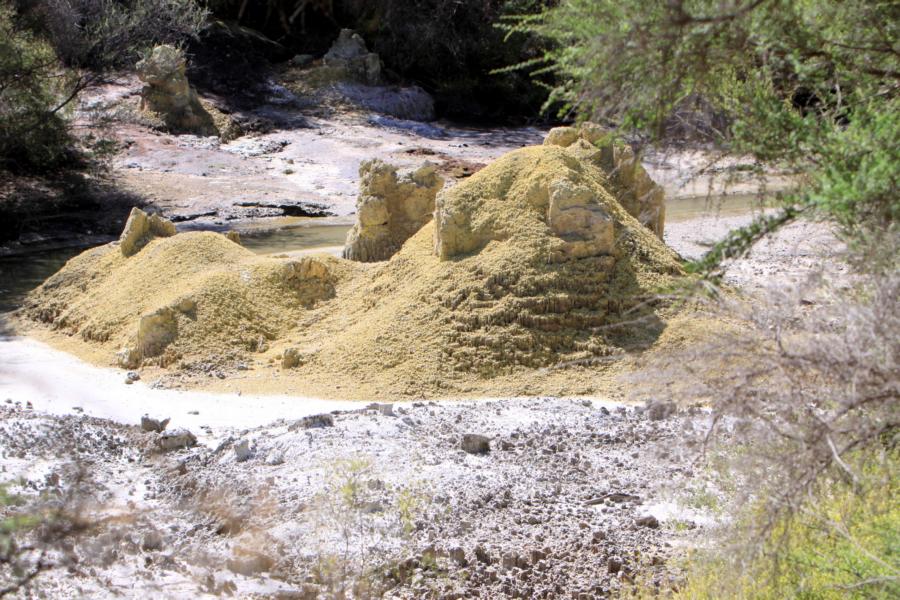 Sulphur Mounds (Schwefelhügel): Der Buschwanderweg geht an riesigen Ameisenhügeln vorbei, die tatsächlich Schwefelhügel sind. Diese wurden unter Wasser gebildet.